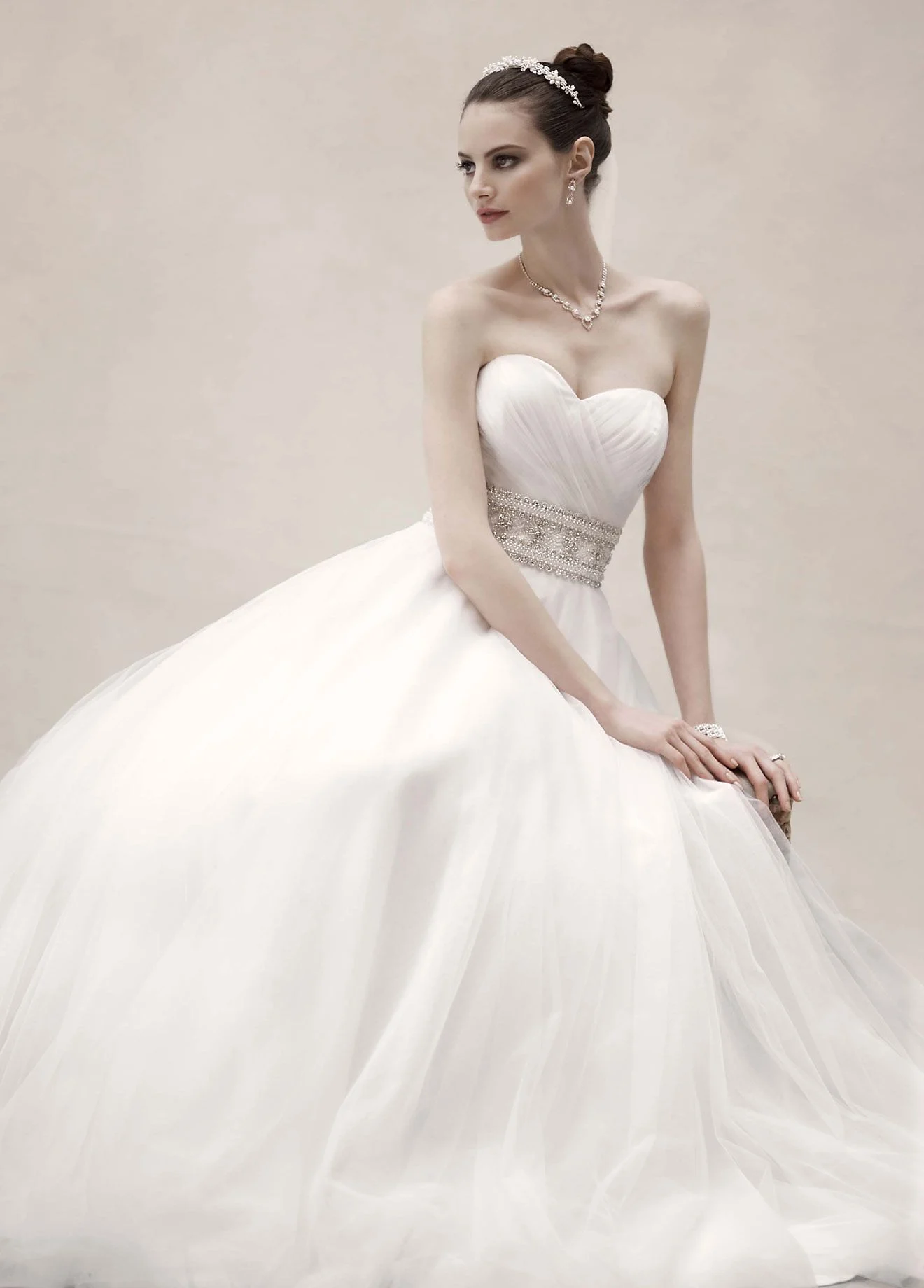 Strapless Tulle Ball Gown with Beaded Belt