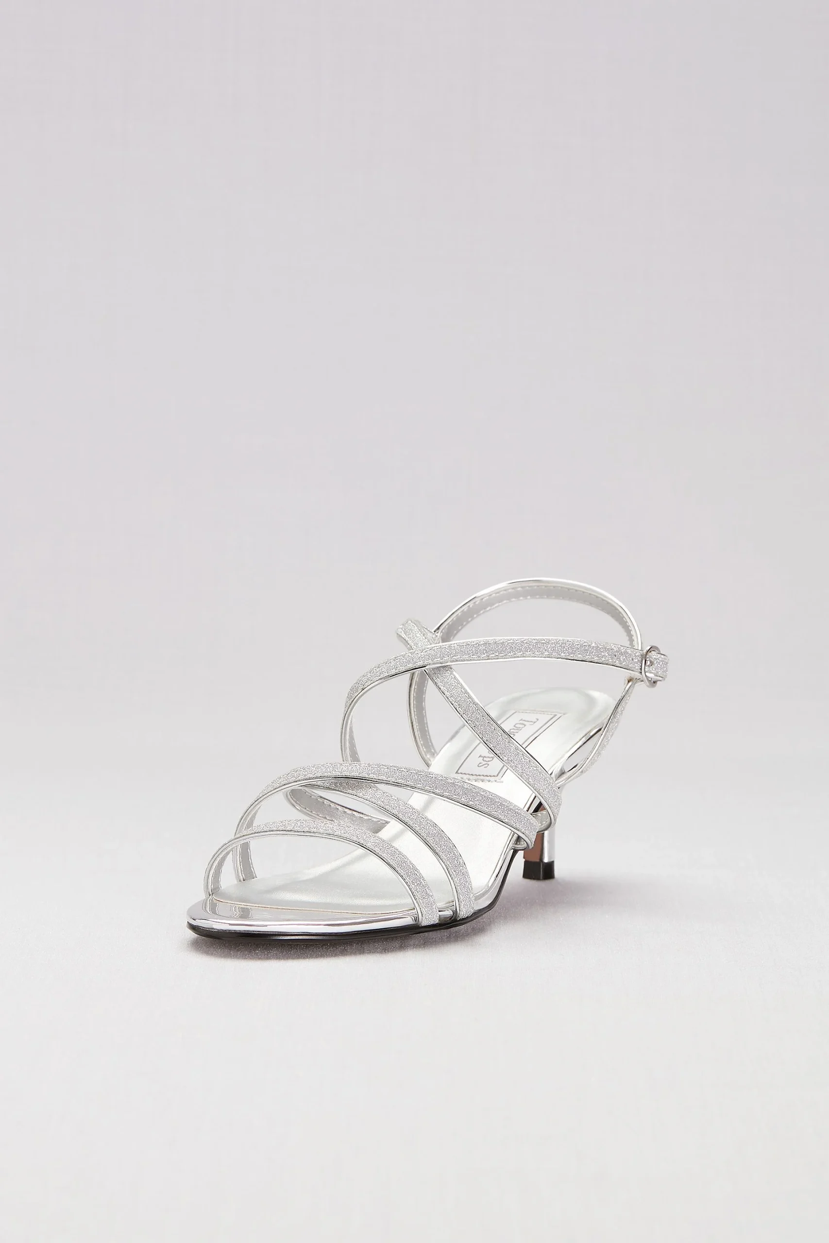 Strappy Crisscross Low Metallic Heels