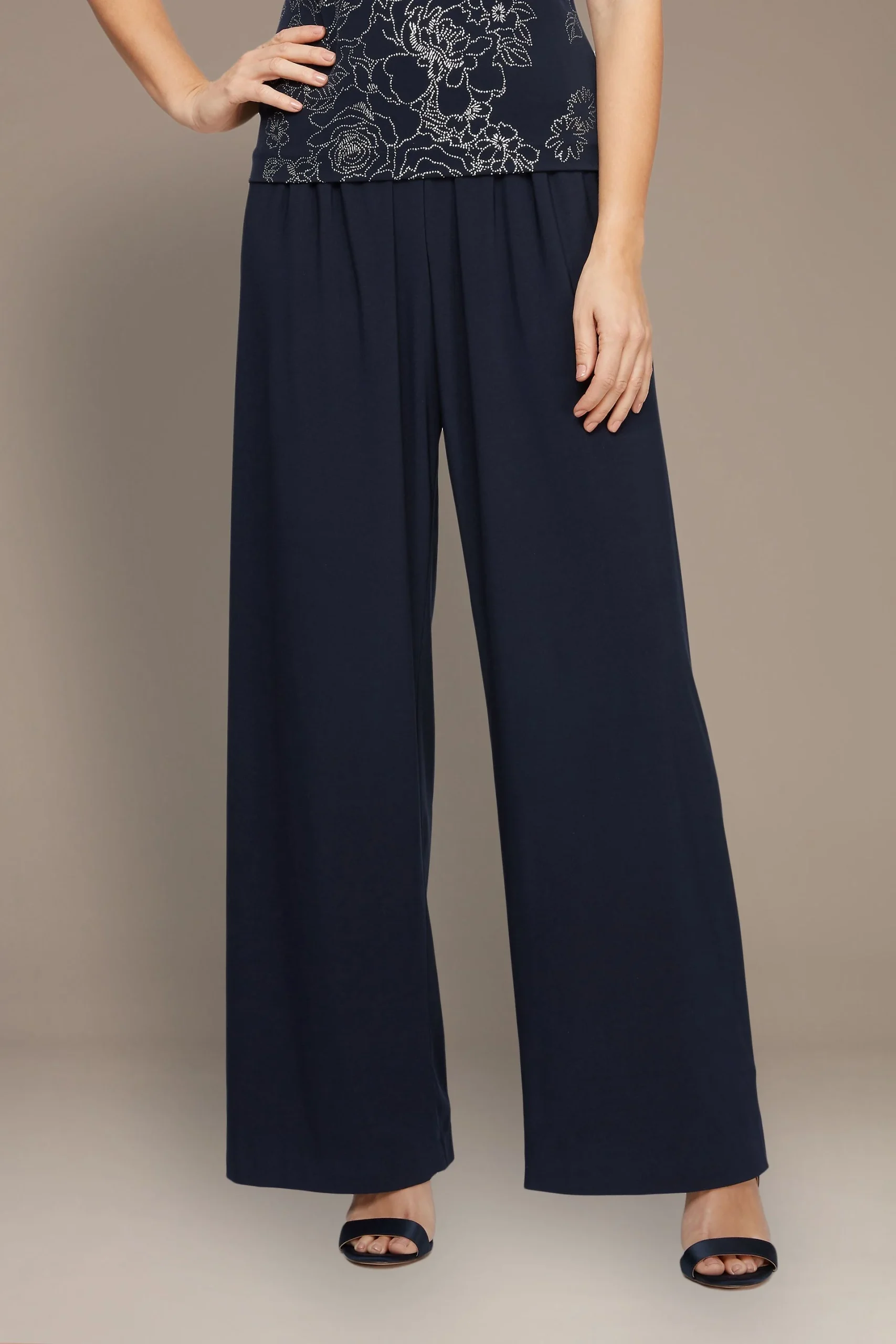 Stretch Matte Jersey Wide Leg Petite Pants