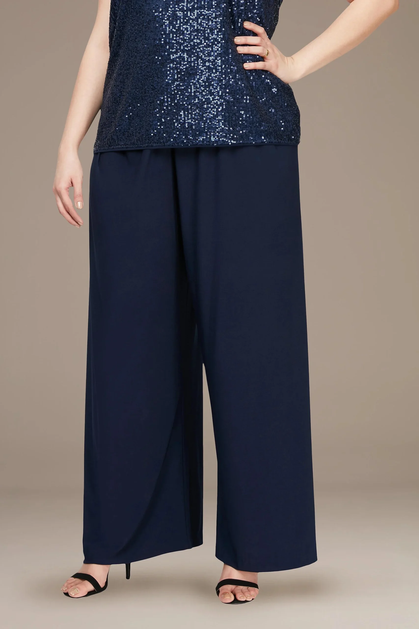 Stretch Matte Jersey Wide Leg Plus Size Pants
