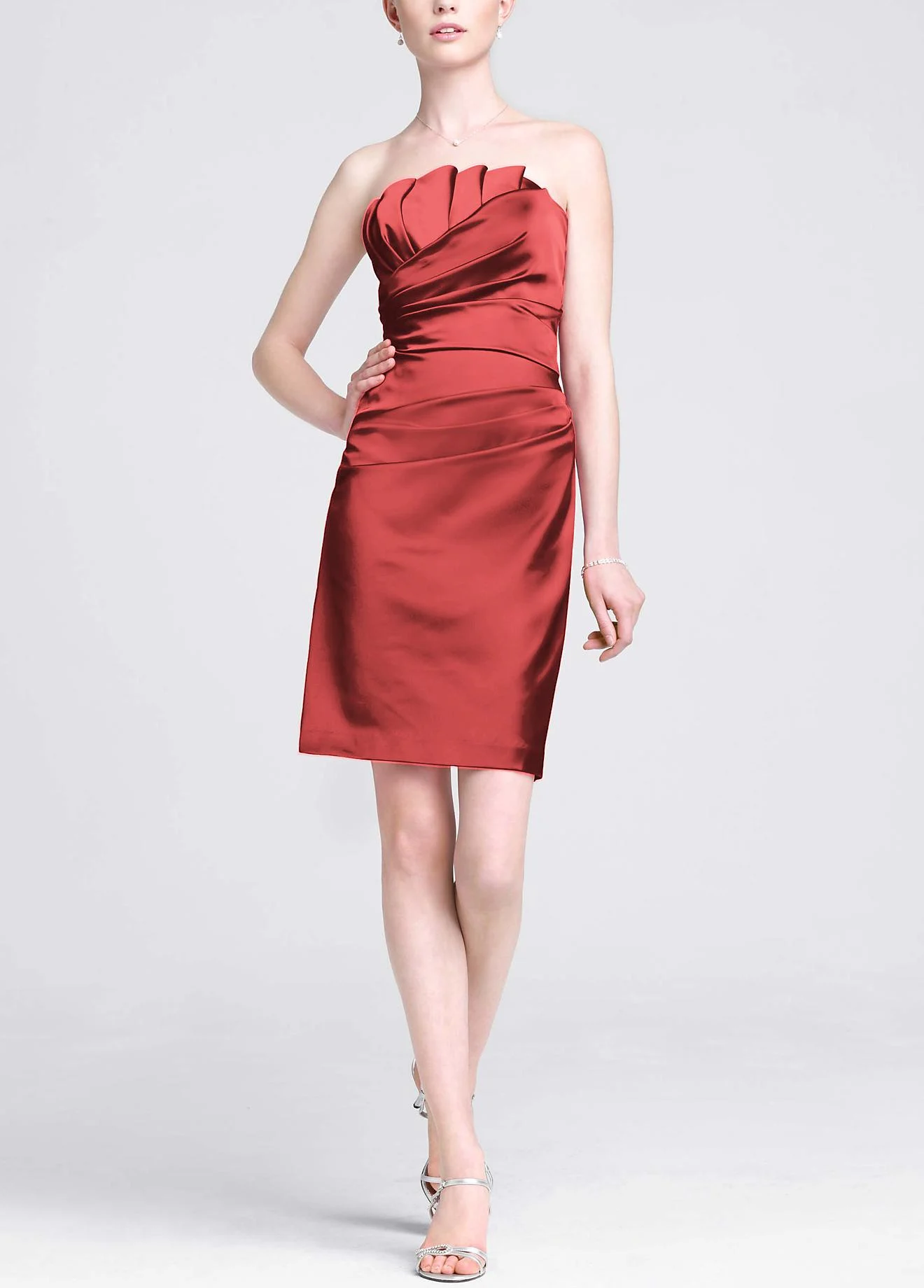 Stretch Satin Dress with Crumb Catcher Detail