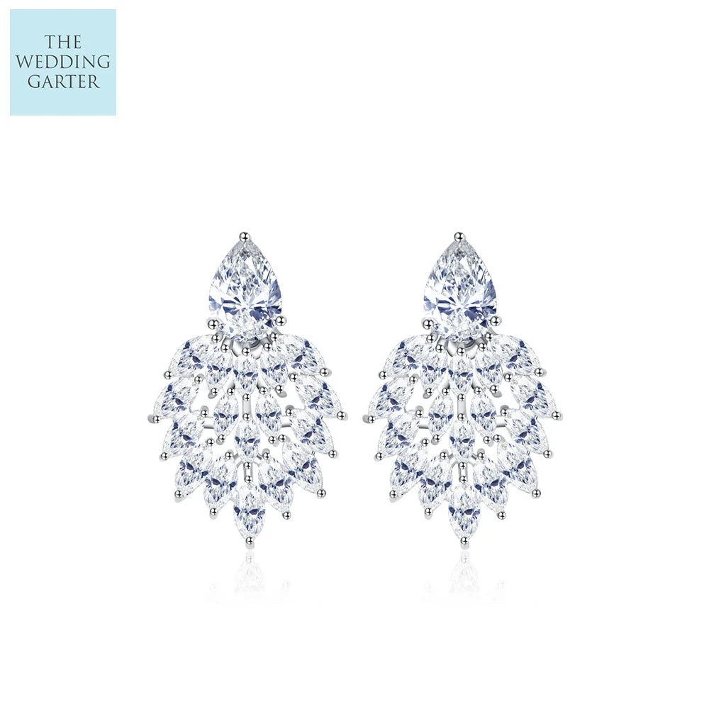 Stunning Big Crystal Statement Bridal Earrings