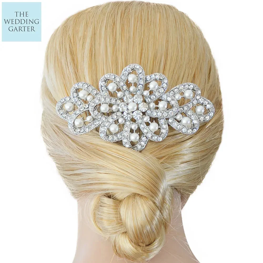 Stunning Pearl & Crystal Large Statement Bridal Headpiece