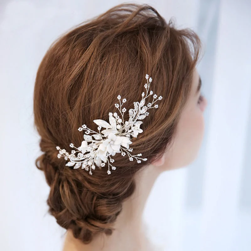 Stunning Porcelain Floral Bridal Headpiece Comb