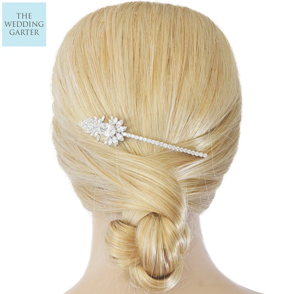 Stunning Silver Cubic Zirconia Diamond Hair Pin (2 Colours)