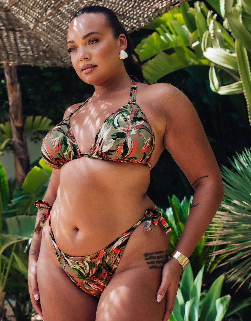 Sunset Palm String Bikini Top Palm PrintMulticolour