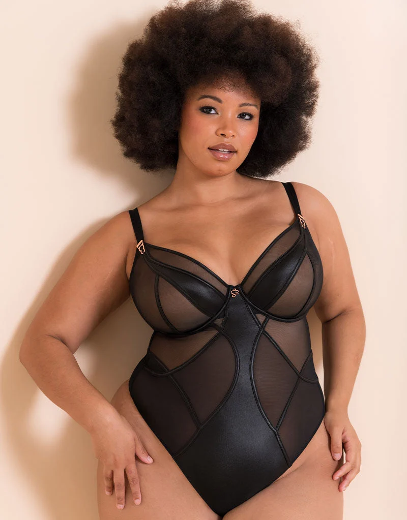 Suspense Plunge Bodysuit Black