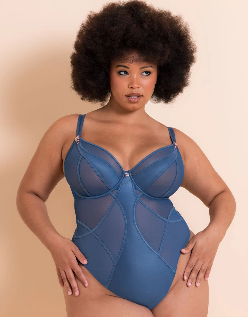 Suspense Plunge Bodysuit French Blue