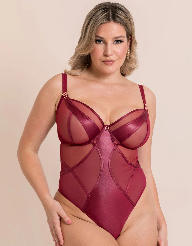 Suspense Plunge Bodysuit SangriaRed