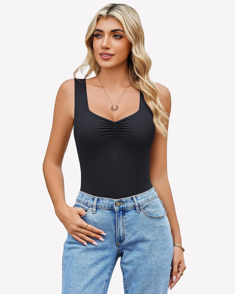Sweetheart Neck Ruched Bodysuit