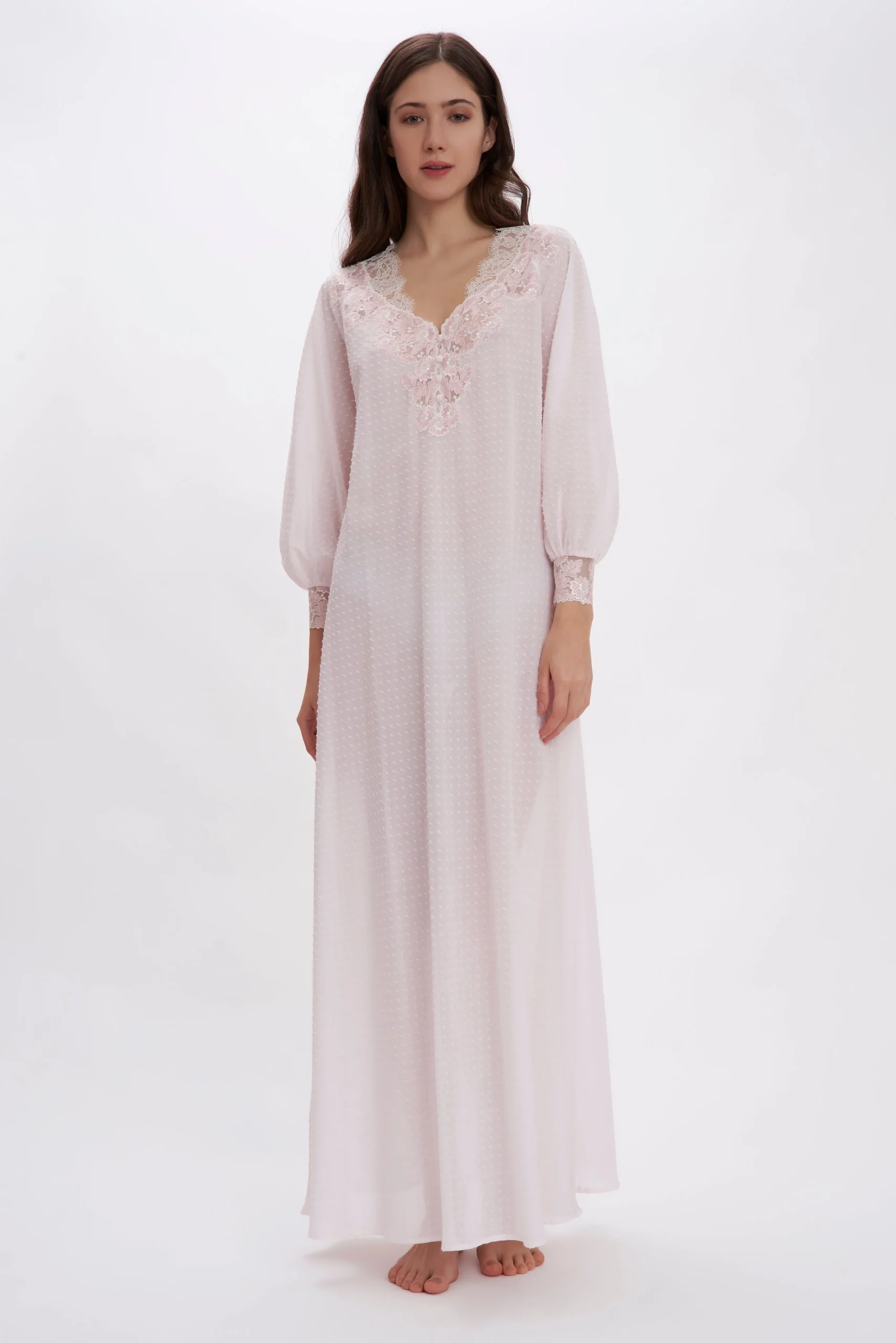 Swing Pink - Plumetis Cotton Nightgown