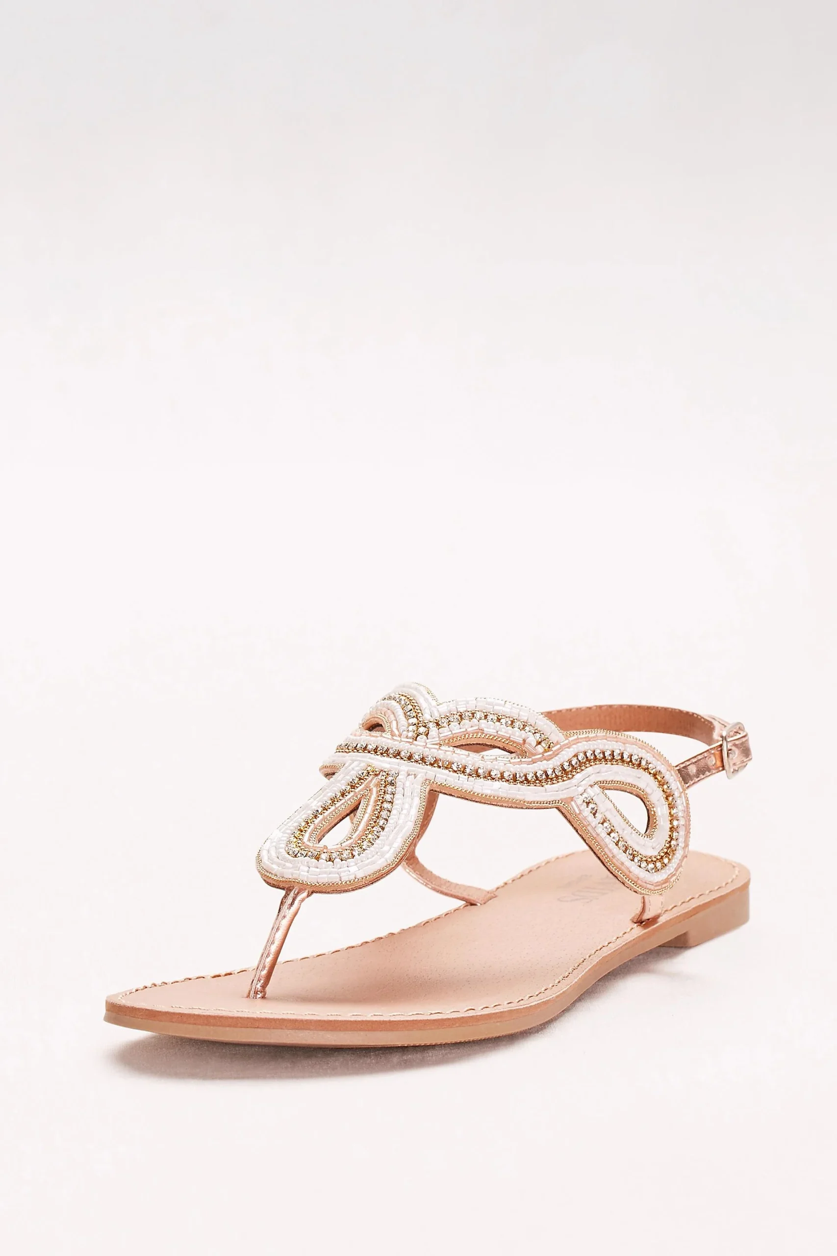 Swirled Strap Beaded Slingback Sandals