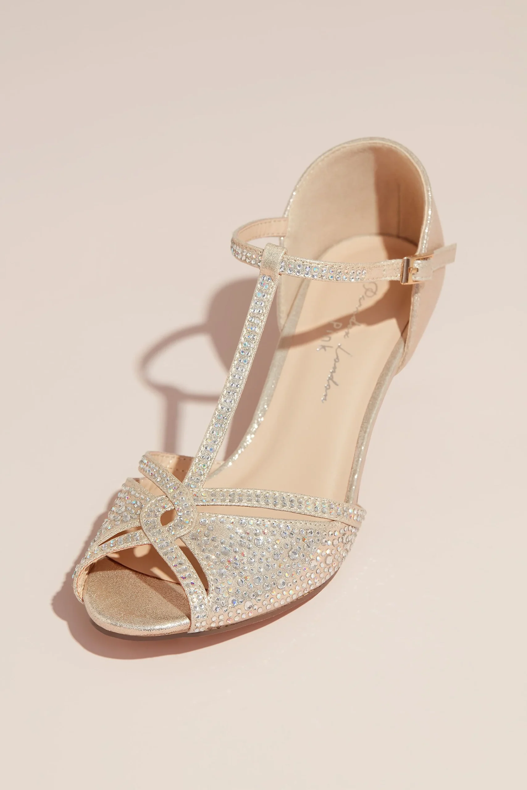 T-Strap Heels with Metallic Stones