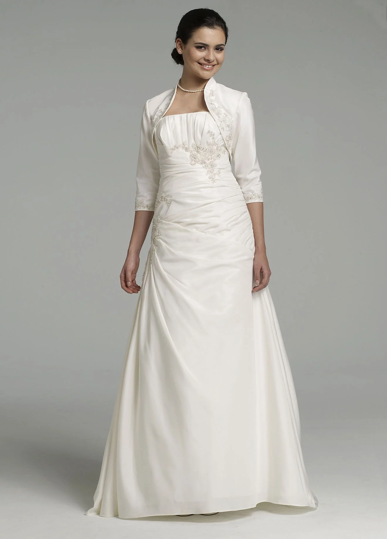 Taffeta draped A-line gown