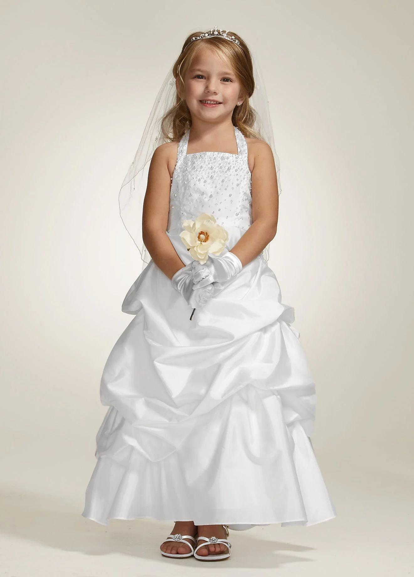 Taffeta Halter Ball Gown with Pick Up Skirt