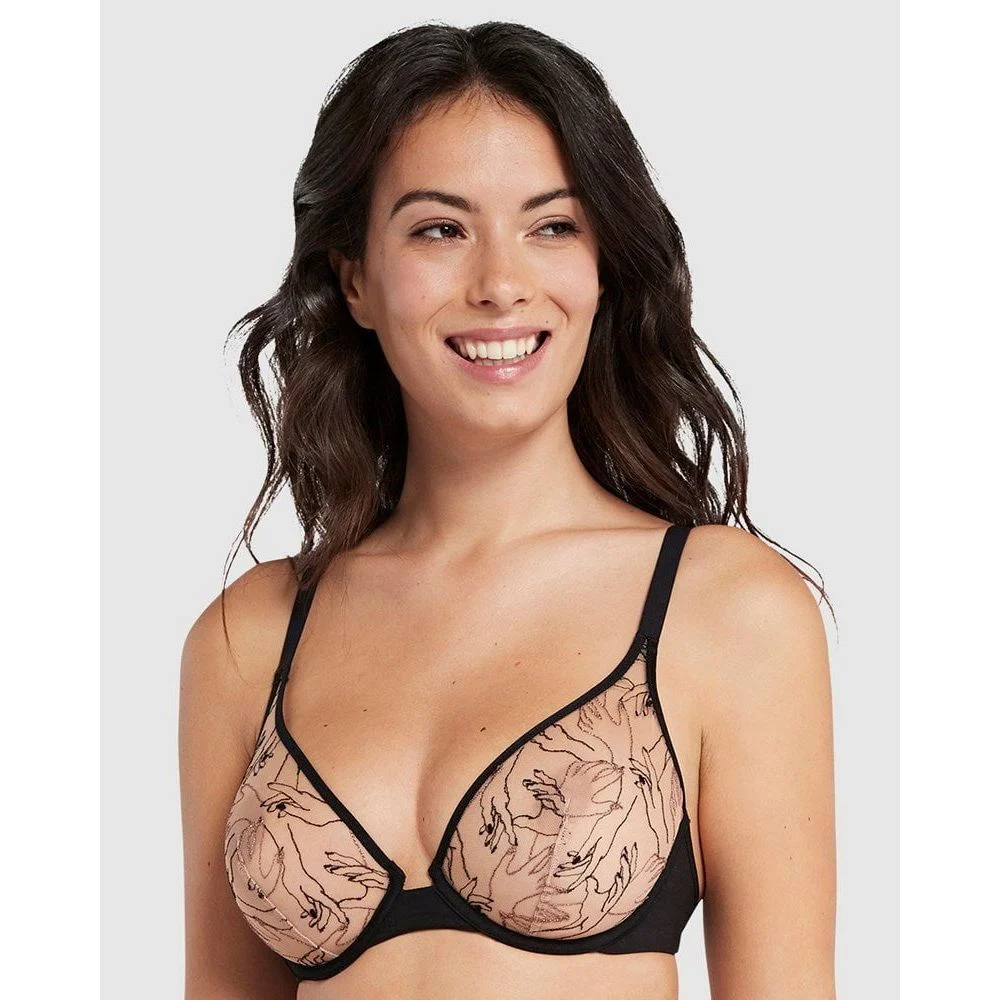 Tamara Embroidered Tulle Wired Plunge Bra