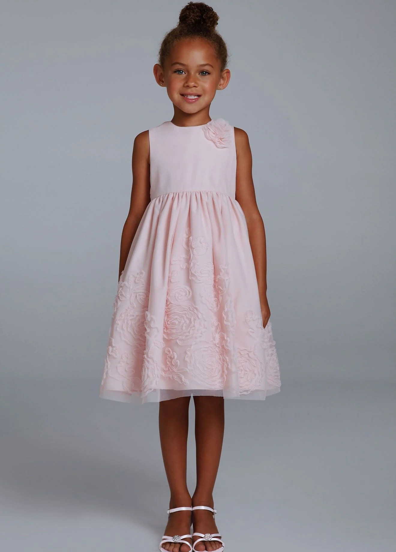 Tank Tulle Tea Length Ball Gown with 3D Flower