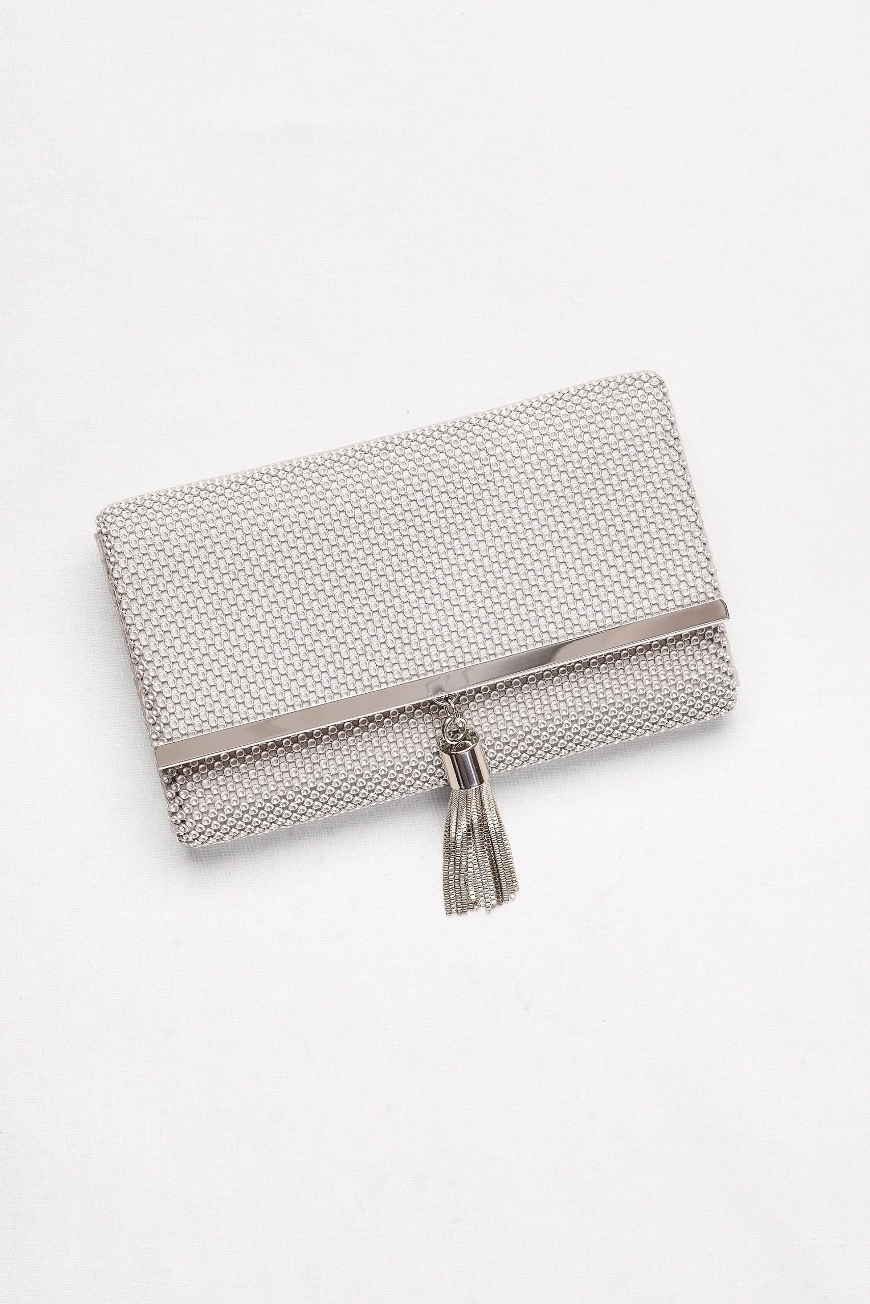 Tassled Metal Mesh Clutch