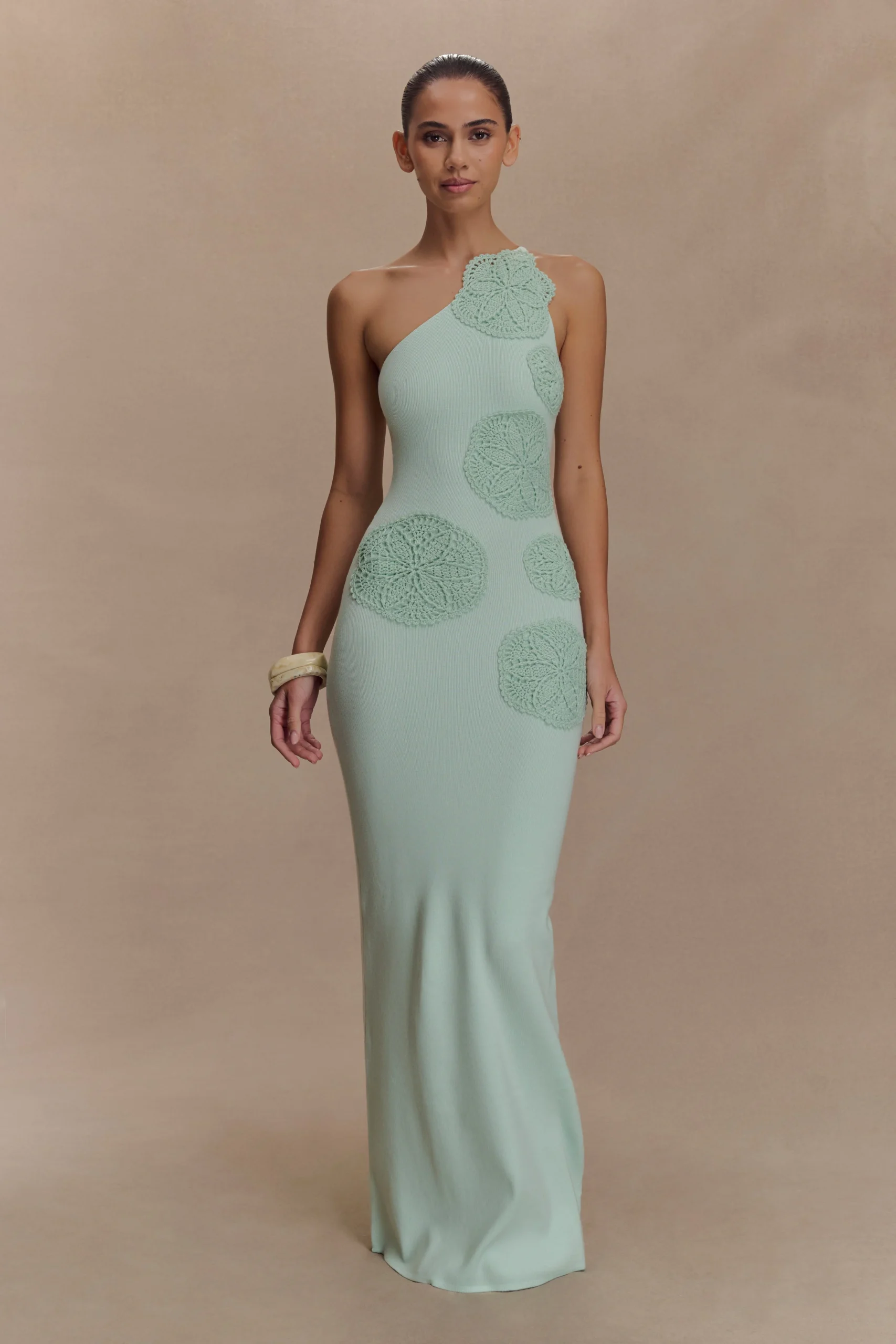 TeneikaCrochet Knit Maxi Dress - Light Aqua