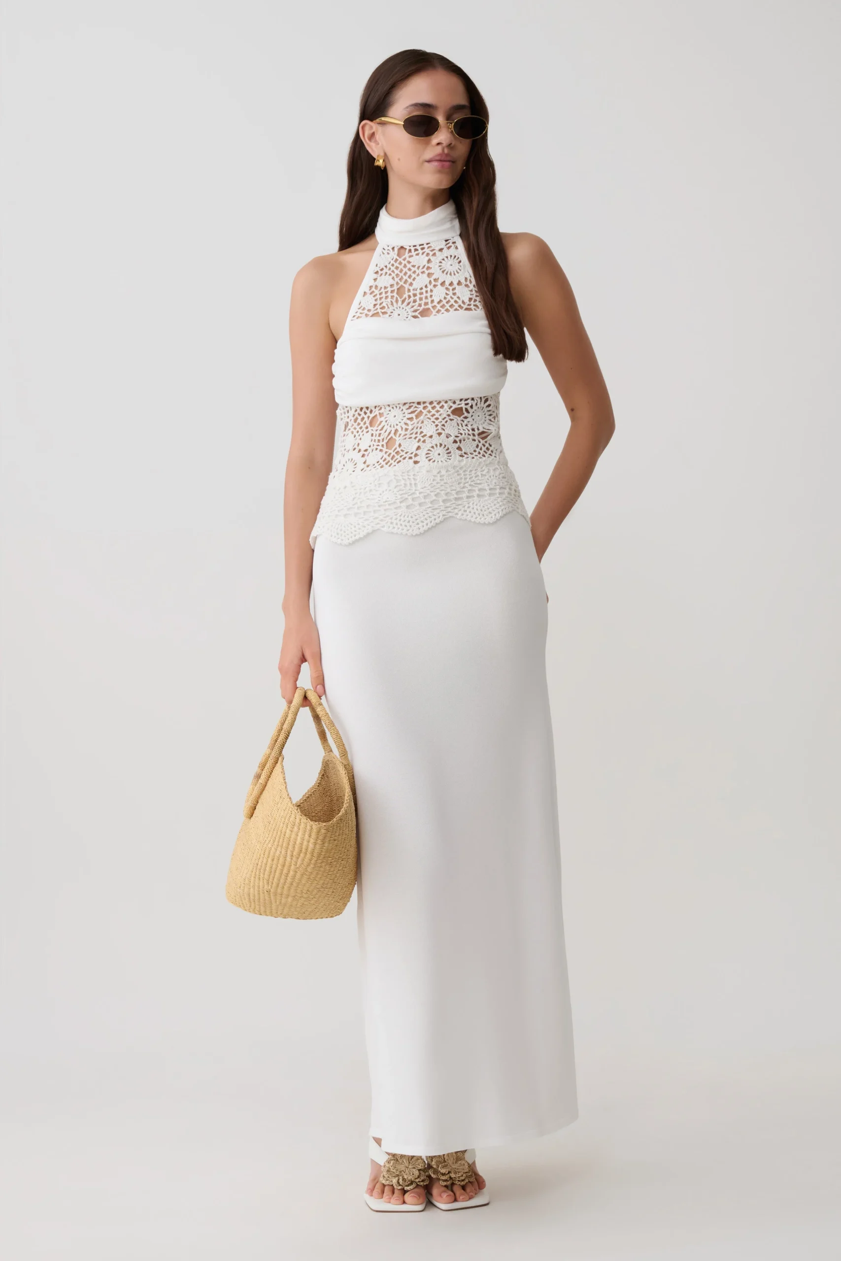 TessieKnit & Crochet Maxi Dress - Ivory
