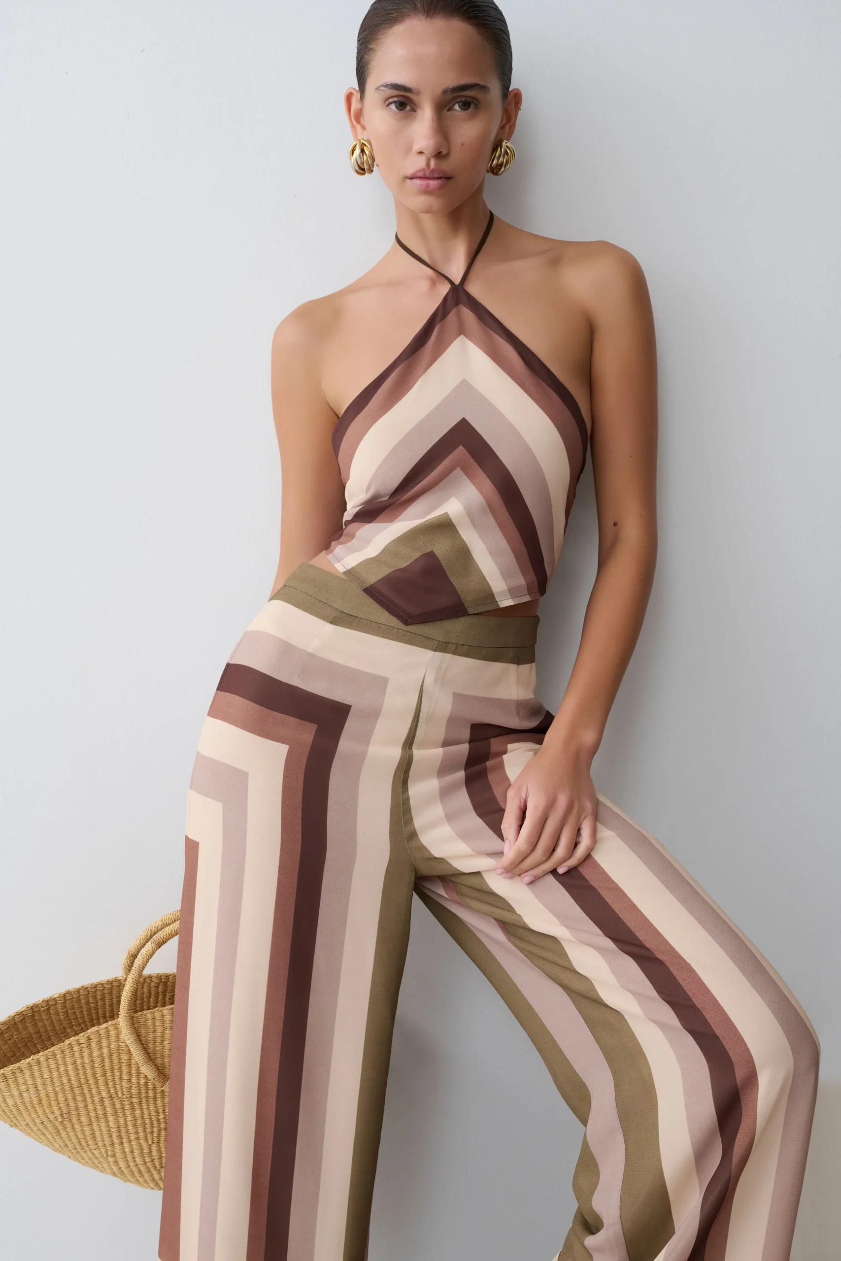 TheaHalter Chiffon Sleeveless Top - Multi Stripe