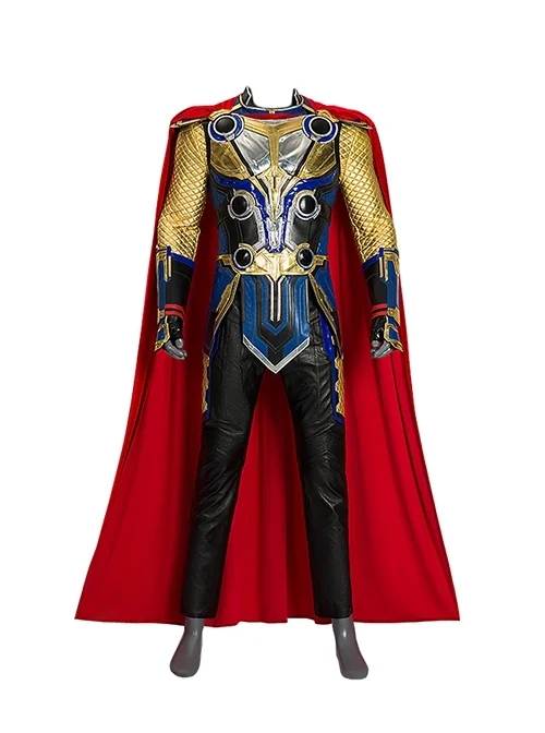 Thor Love And Thunder Thor Odinson Long Sleeves Version Halloween Cosplay Costume Armor And Red Cloak