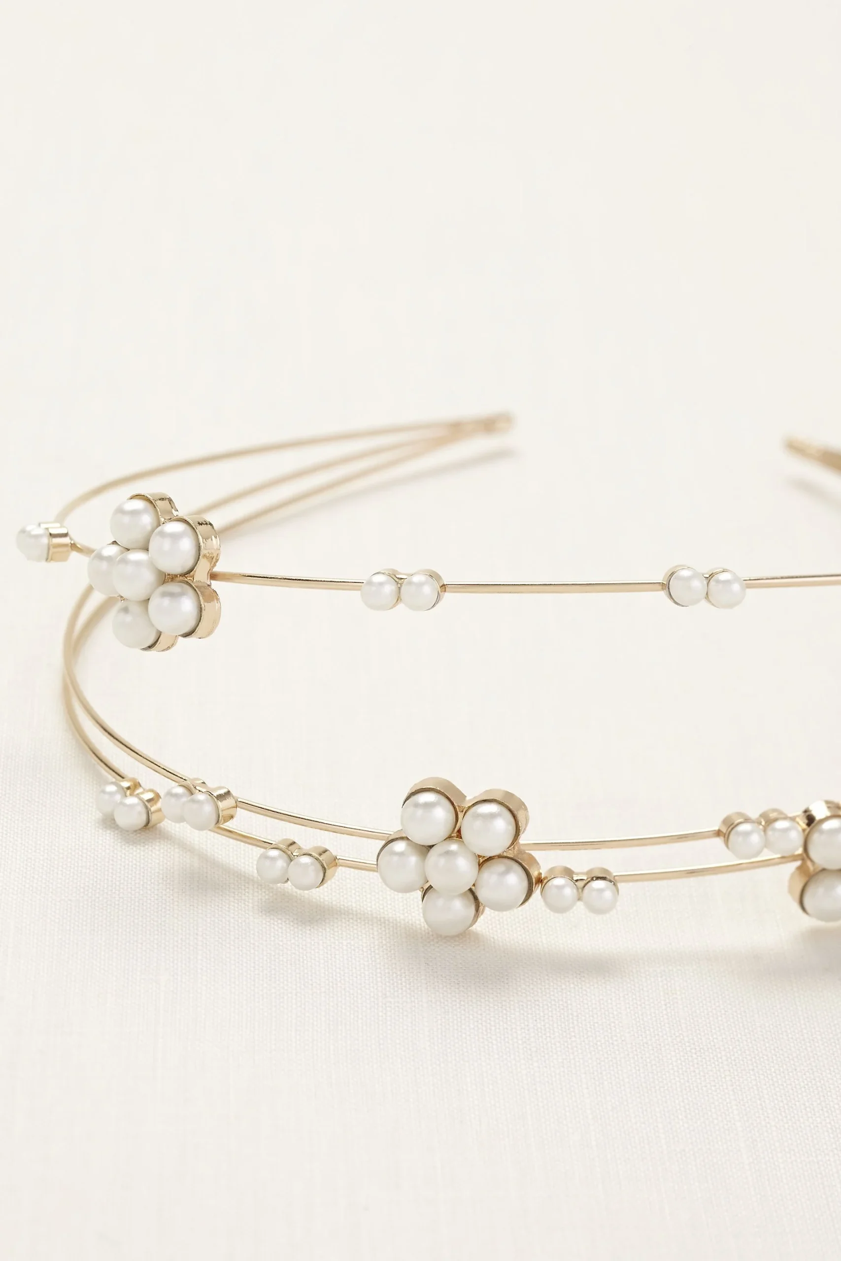 Three Row Floral Pearl Station Headband