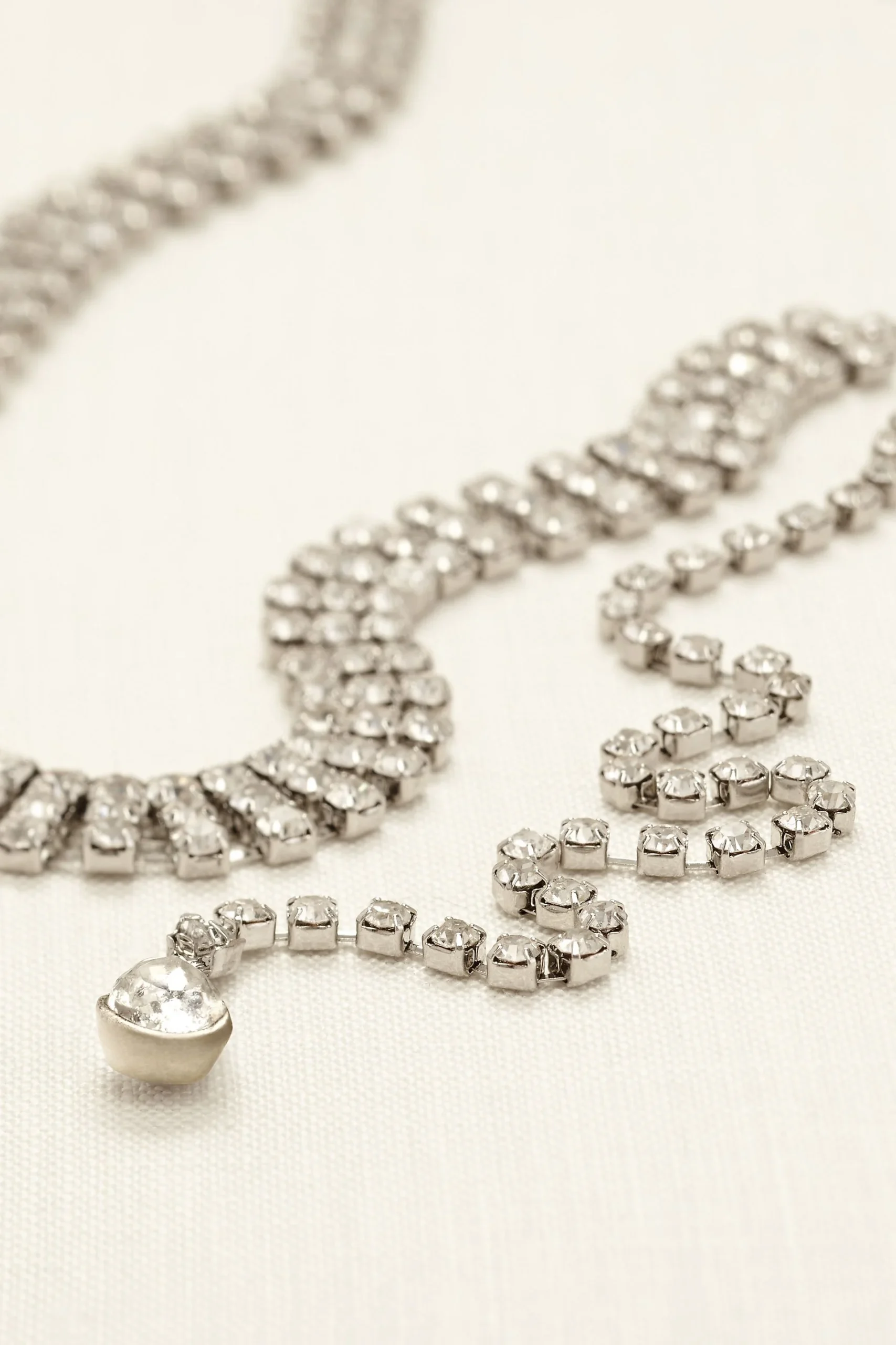 Three Row Rhinestone Back Necklace