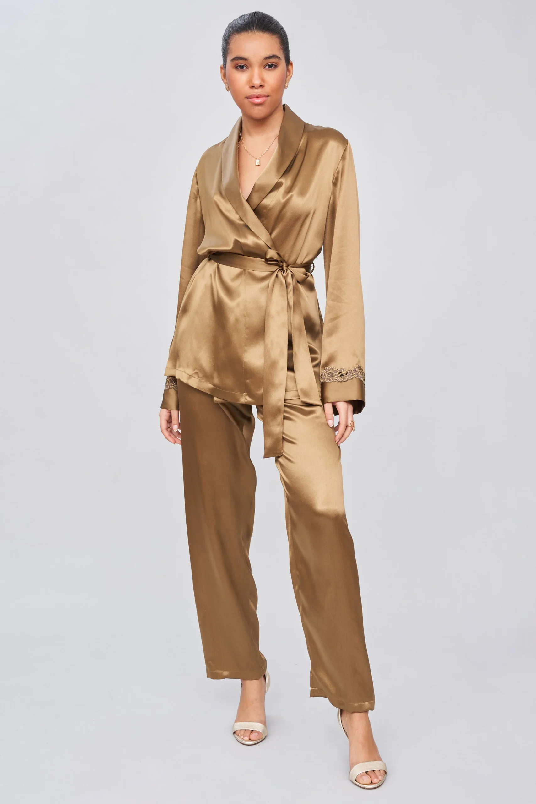 Tonal Lace Silk Pyjama