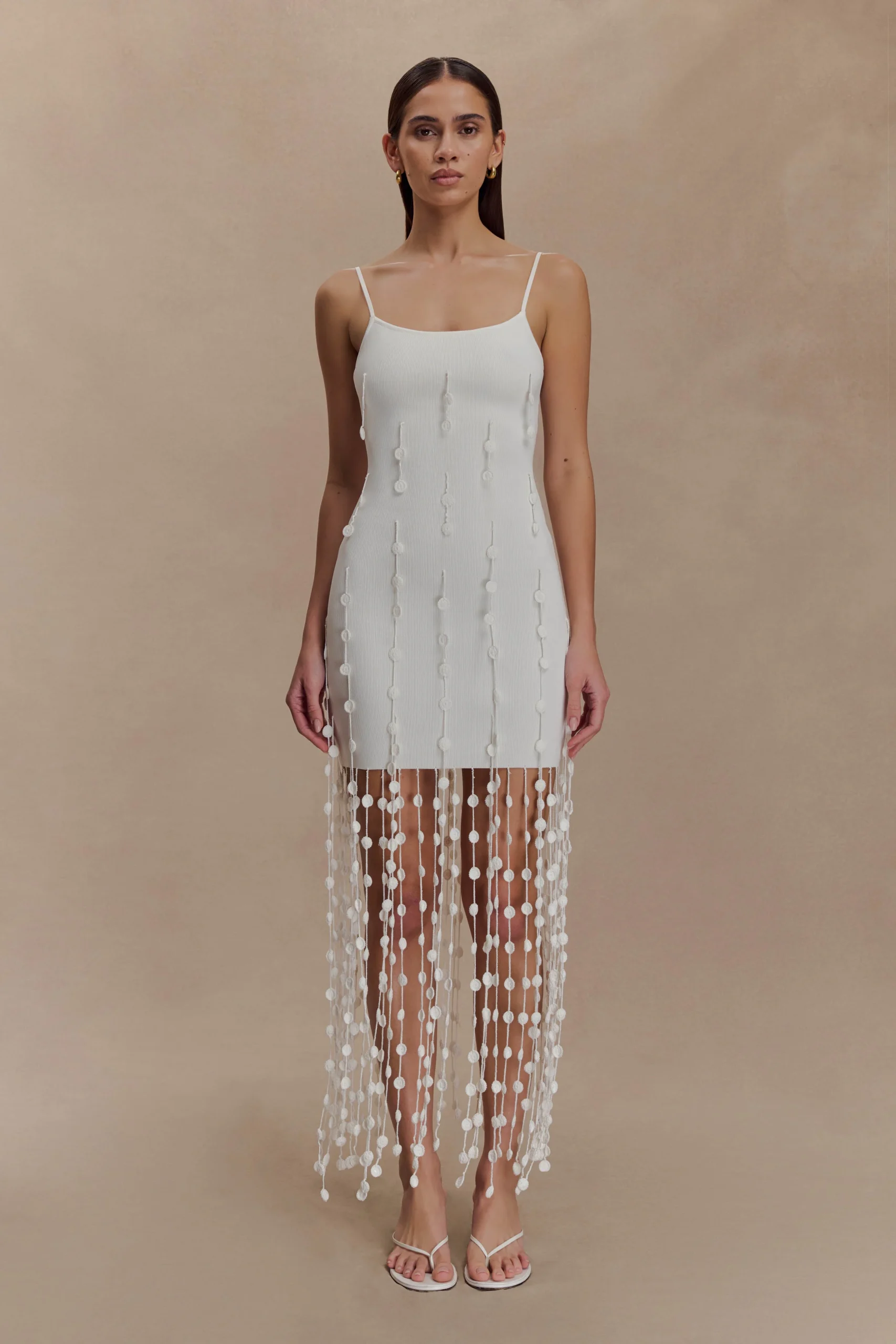ToveHand Knit Flower Mini Dress - White