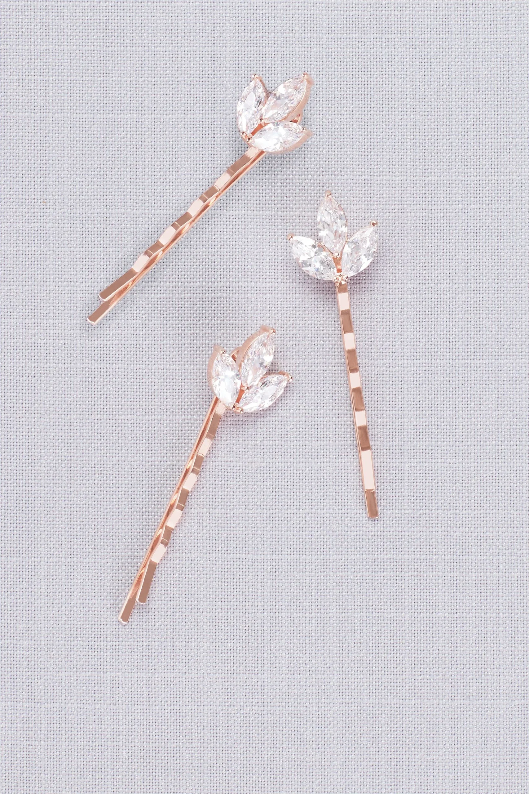 Triple Petal Crystal Hair Pin Set