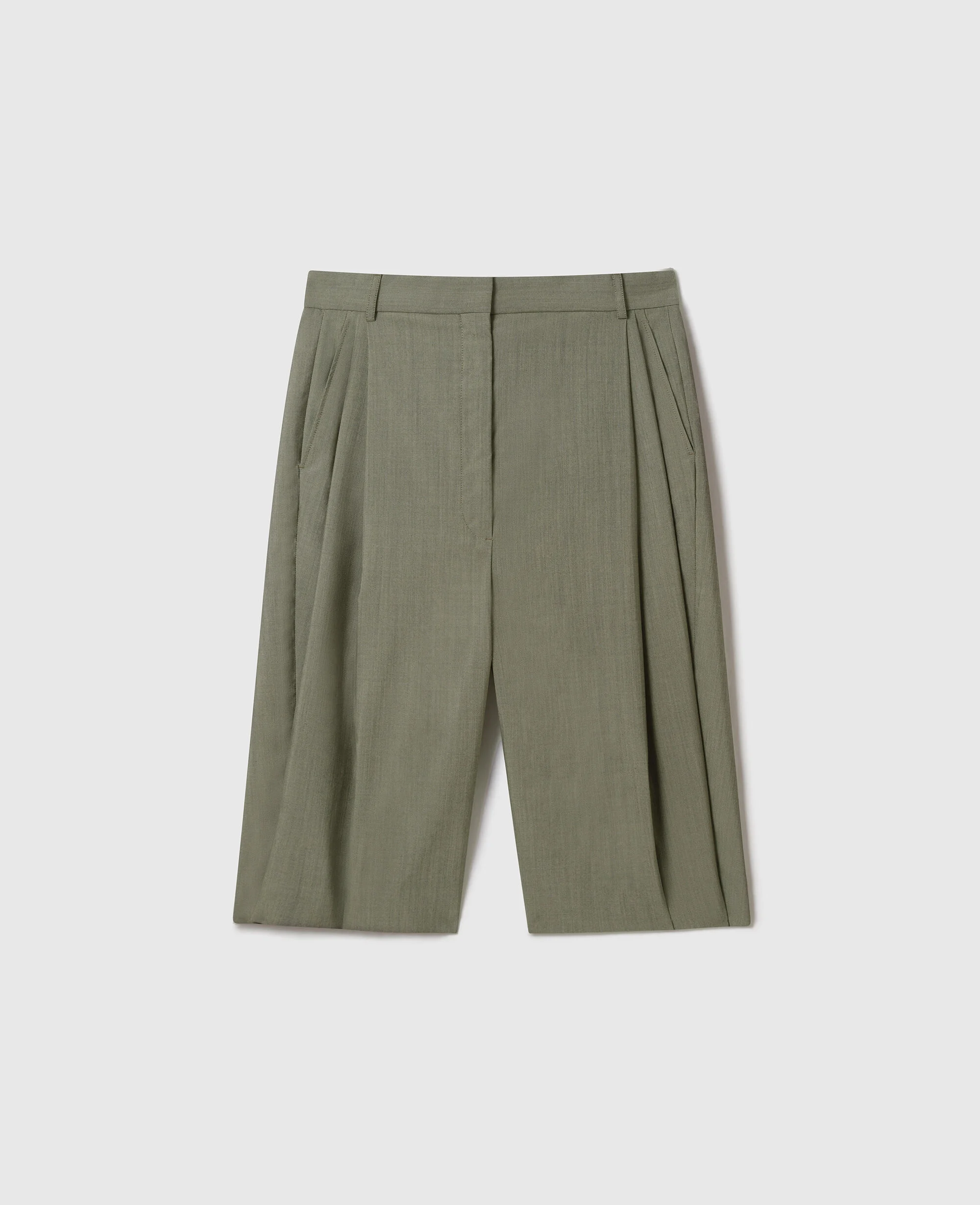 Tropical Wide-Leg Bermuda Shorts