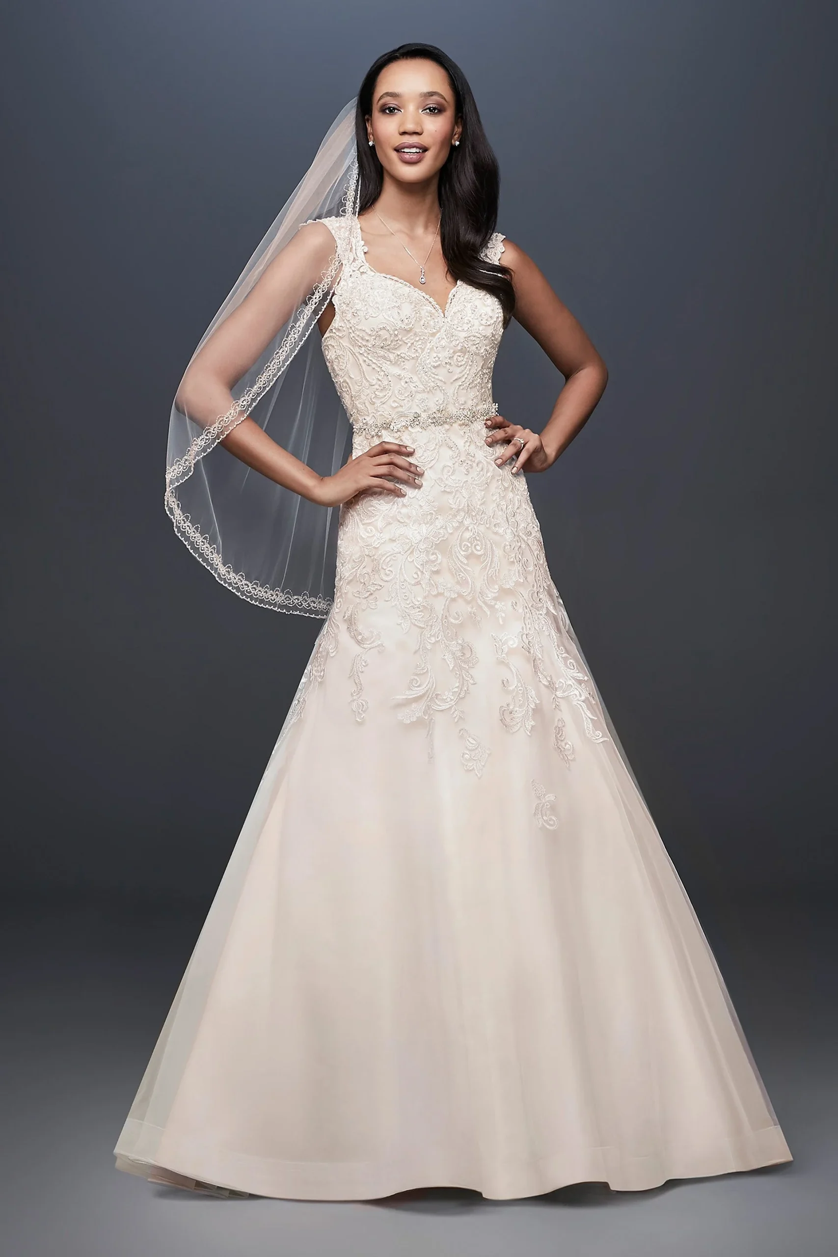 Tulle Cap Sleeve Mermaid Wedding Dress