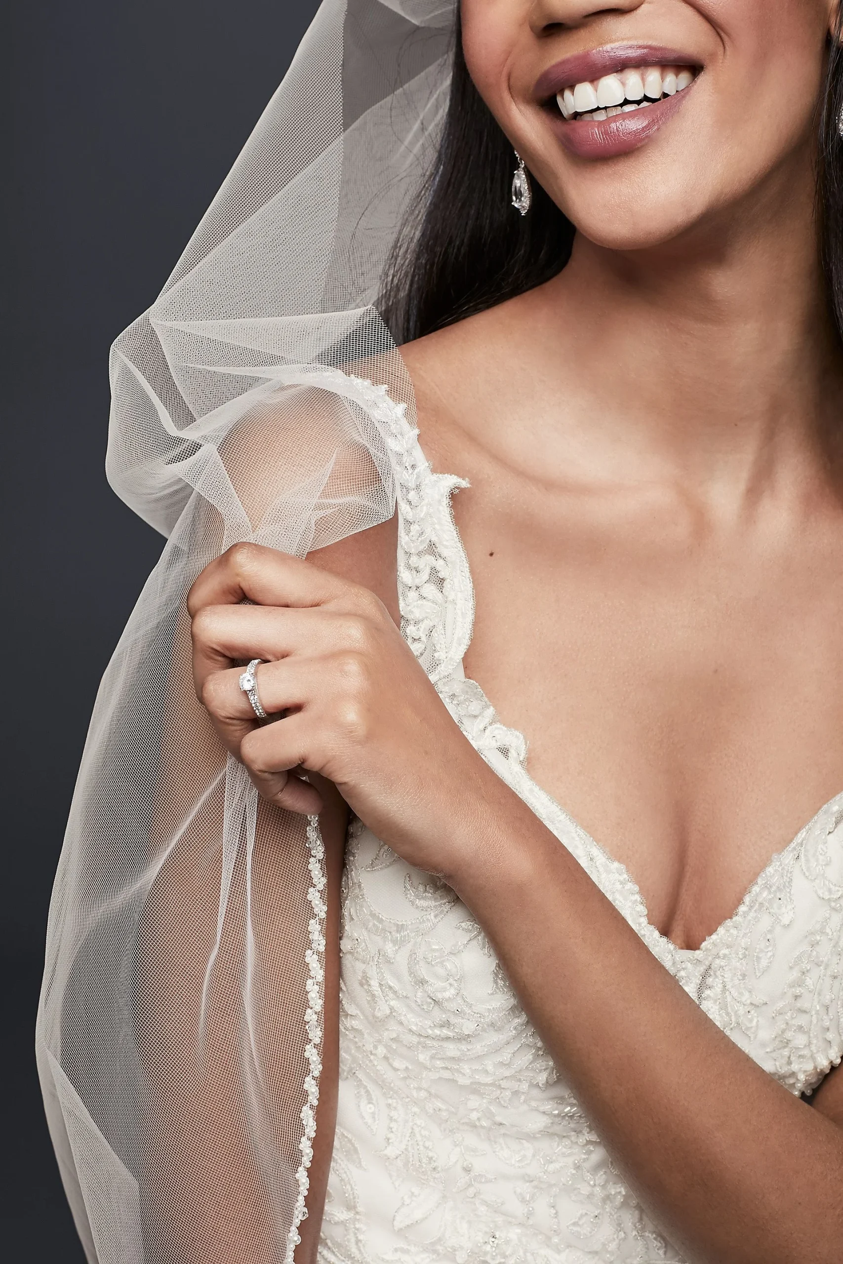 Tulle Fingertip Veil with Pearl Edge