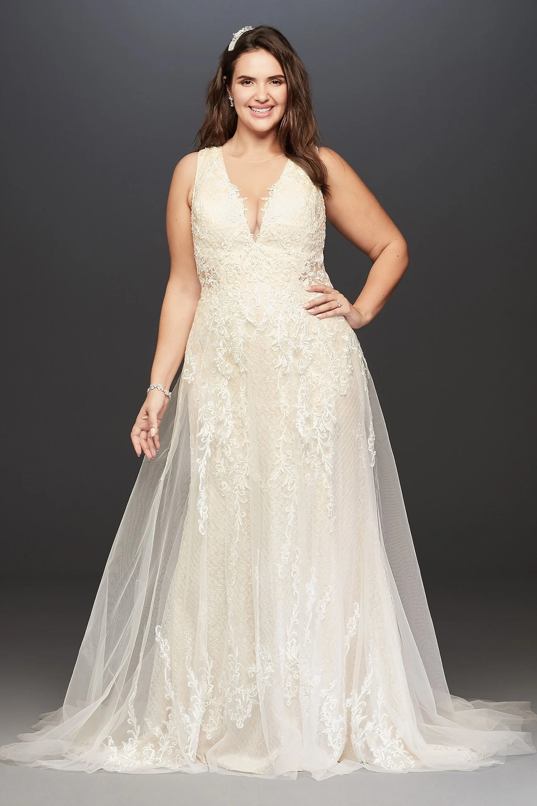 Tulle A-Line Plus Size Wedding Dress