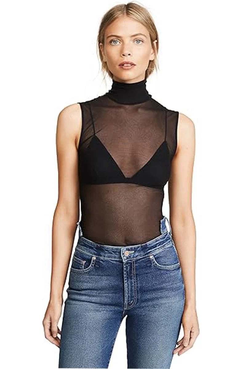 Tulle Sleeveless Turtleneck