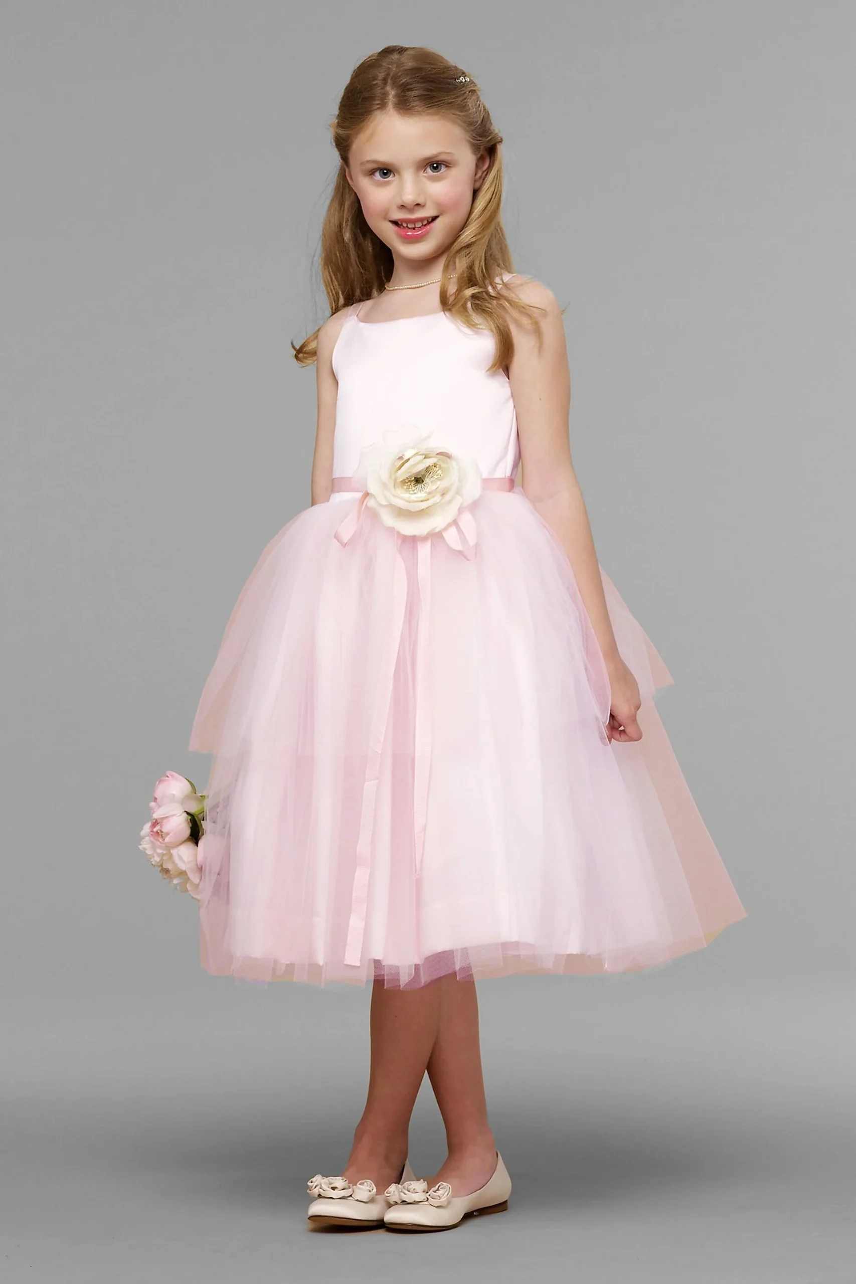 Tulle Spaghetti-Strap Flower Girl Dress