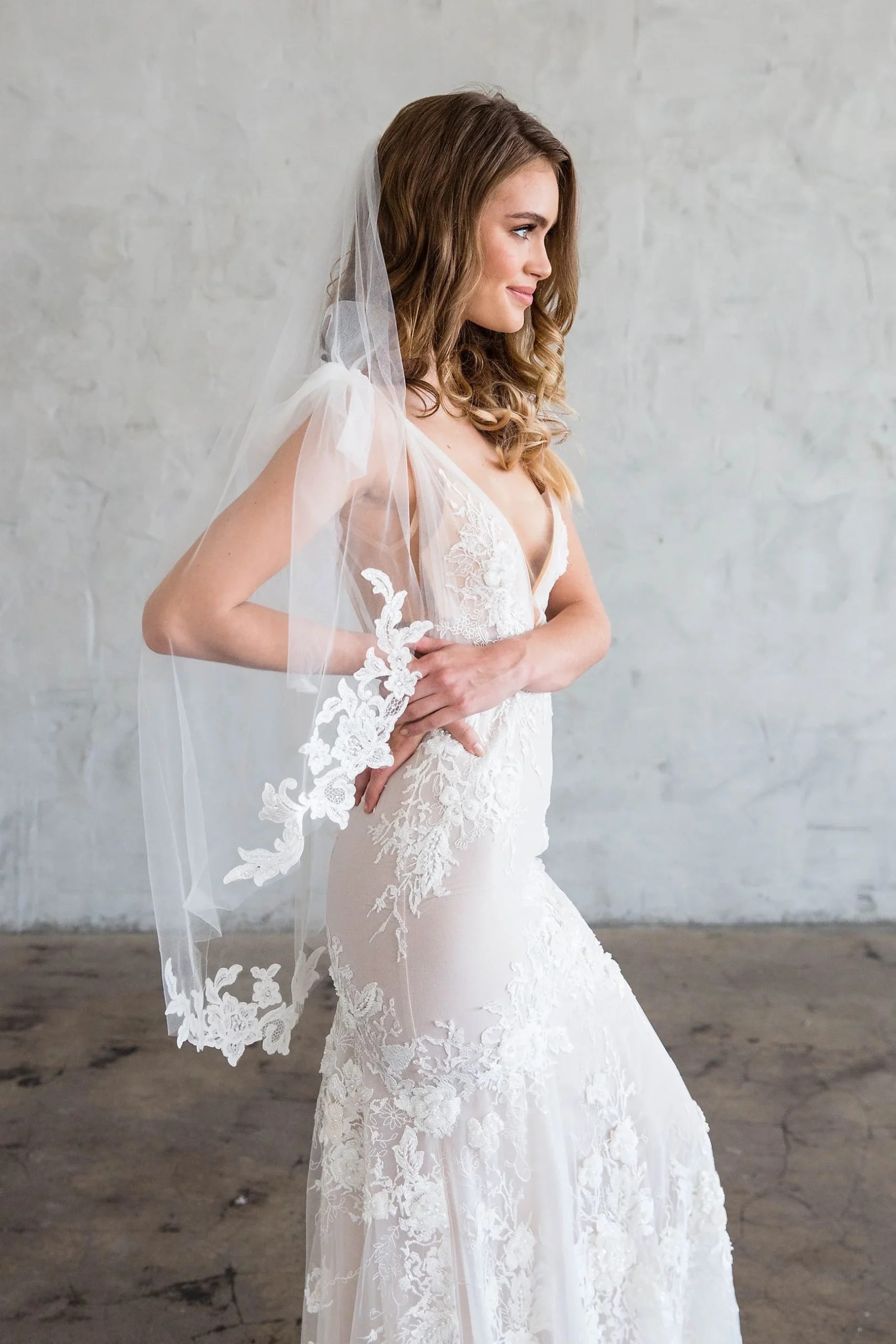 Tulle Veil with Alencon Lace Edge