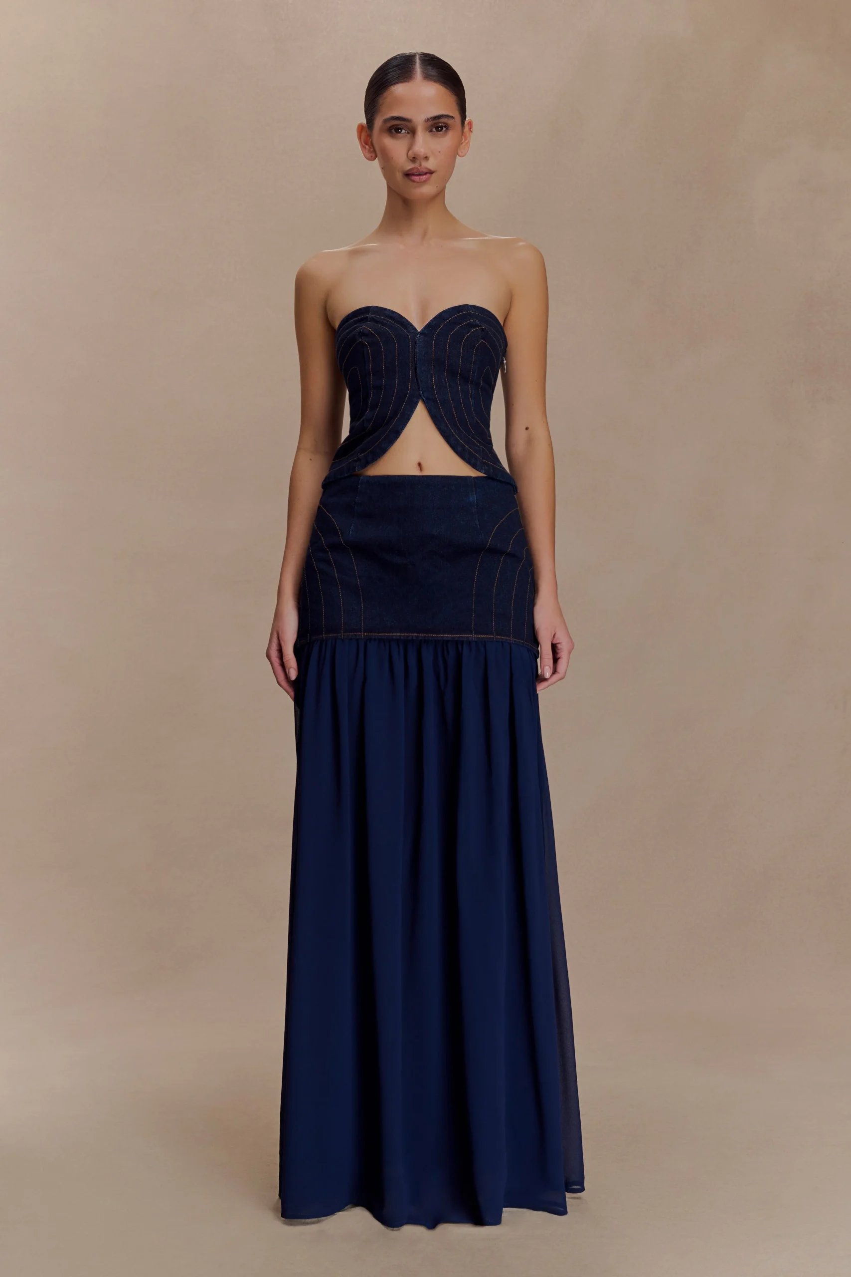 TullyFINAL SALEChiffon Denim Maxi Skirt - Indigo Blue