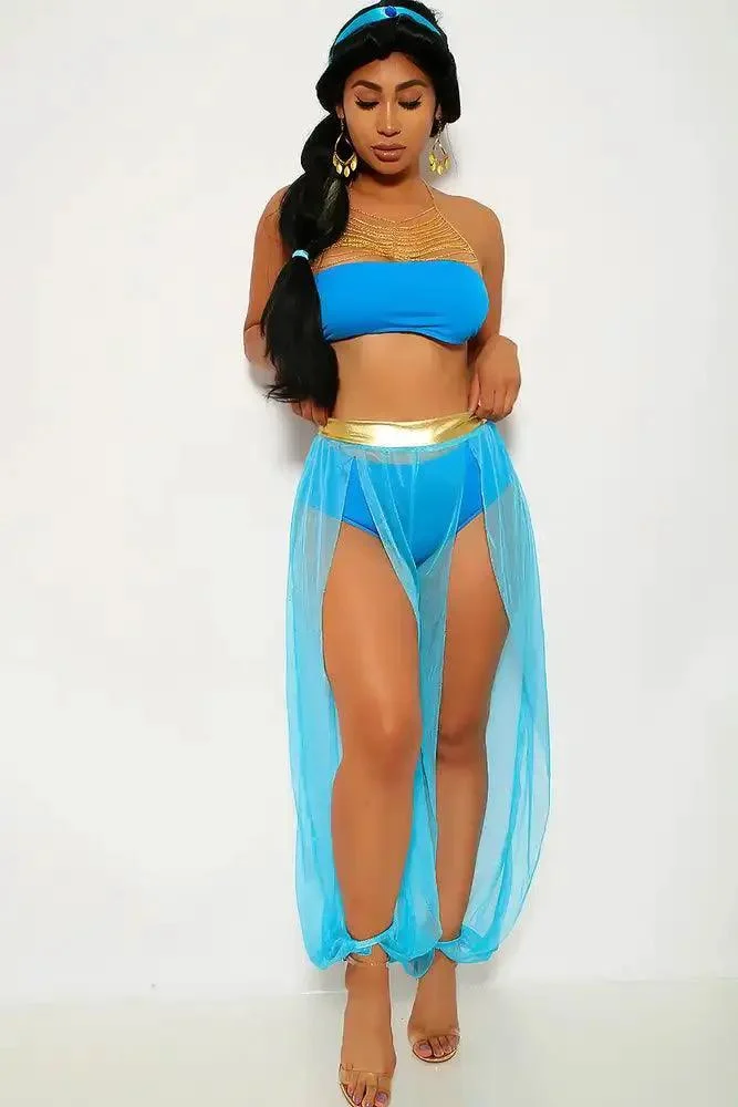 Turquoise Princess Jas 4 Piece Costume
