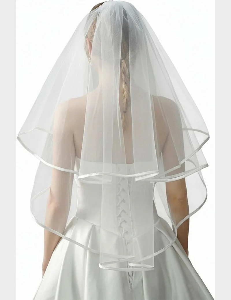 Two-Tier Satin Edge Bridal Wedding Veil