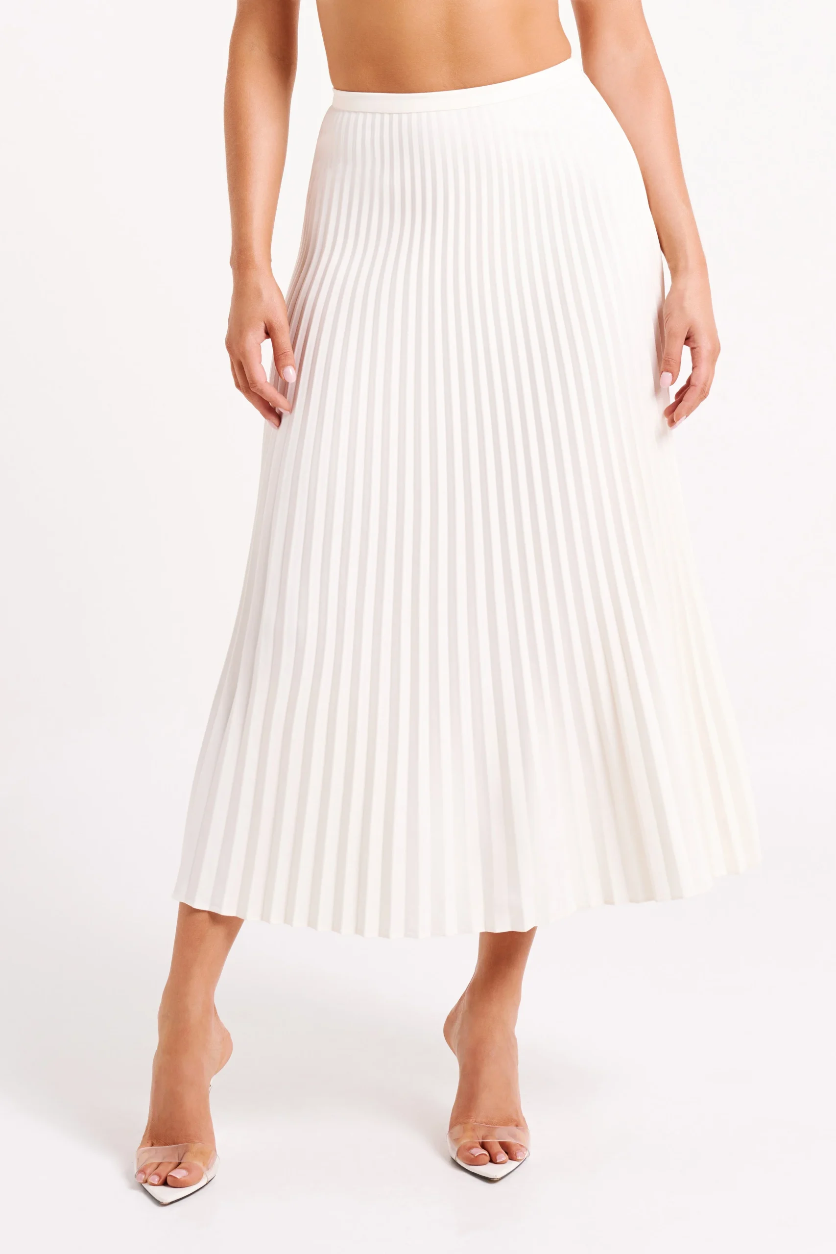 TwylaPleated Suiting Maxi Skirt - Ivory