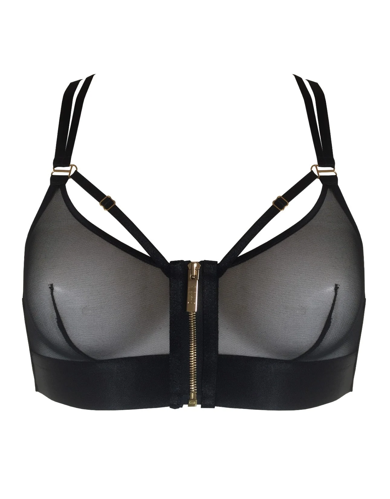 Ula Soft Cup Bra with Zip Front in Black