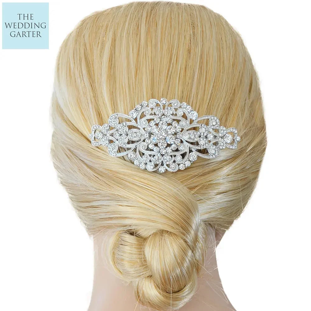 Unique Art Deco Crystal Rinestone Bridal Hair Comb