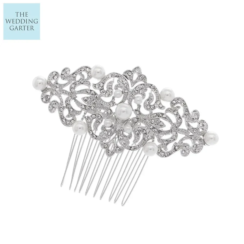 Unique Pearl & Crystal Vintage Inspired Wedding Hair Accessory