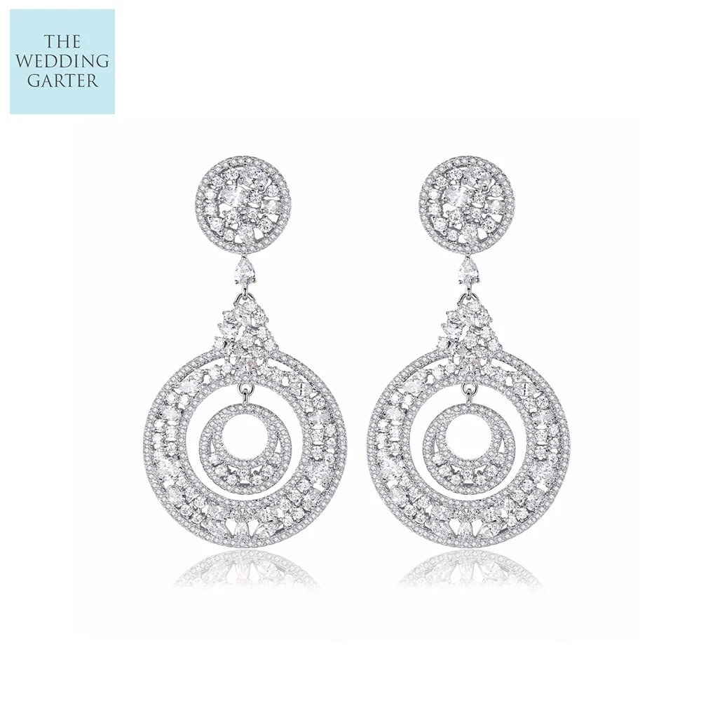 Unique Round Big Statement CZ Wedding Earrings Online