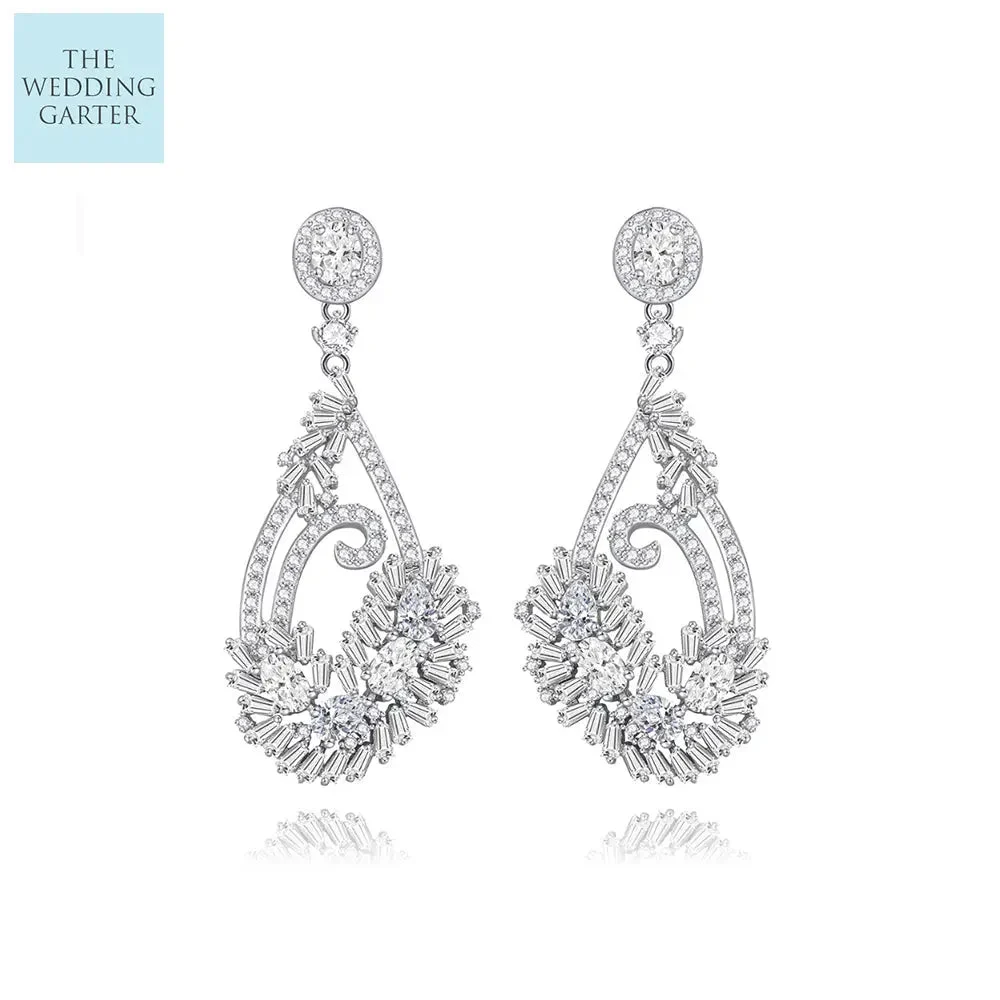 Unique Statement Cubic Zirconia Wedding Earrings