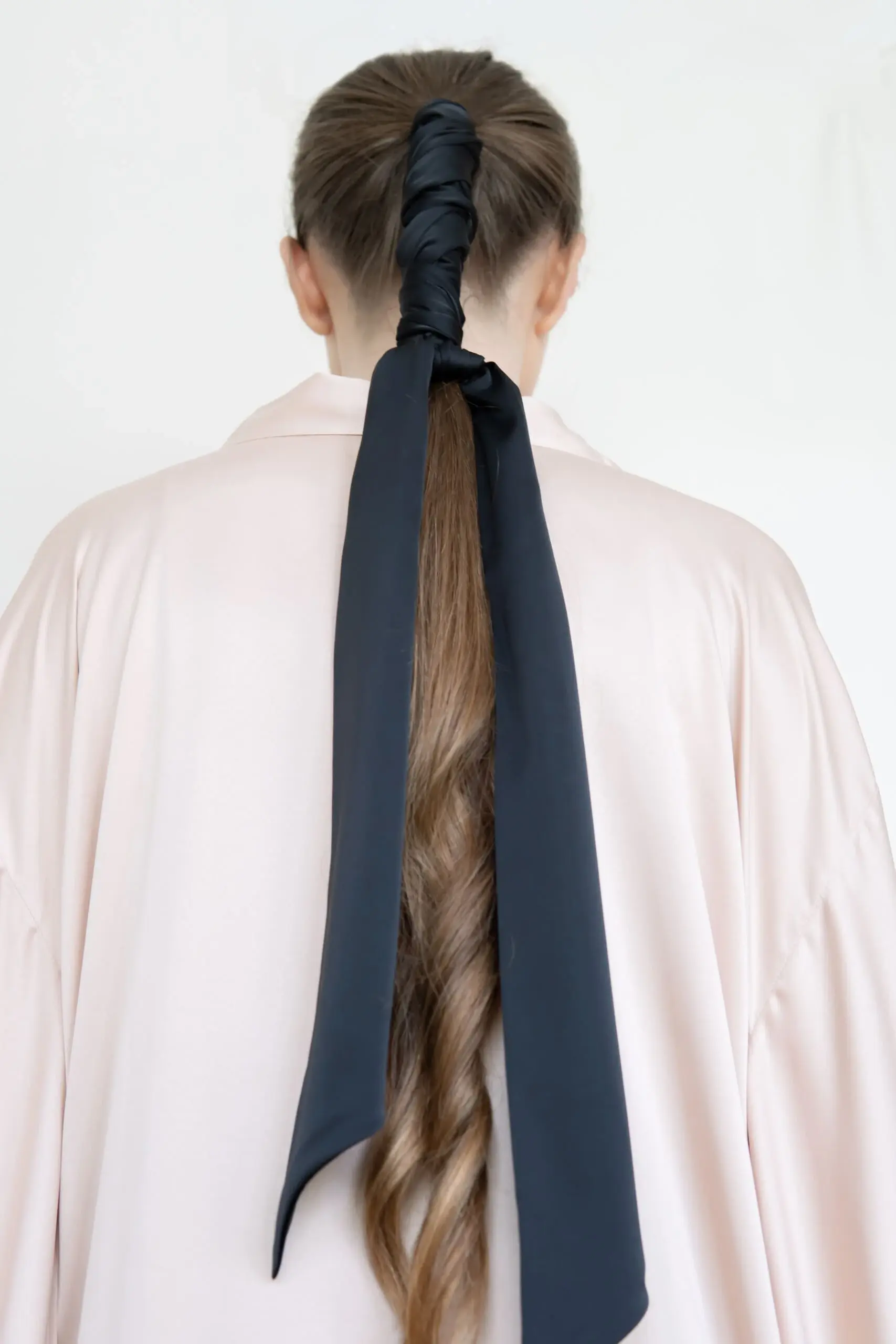 Upcycled Silky Satin Hair Scarf in Black