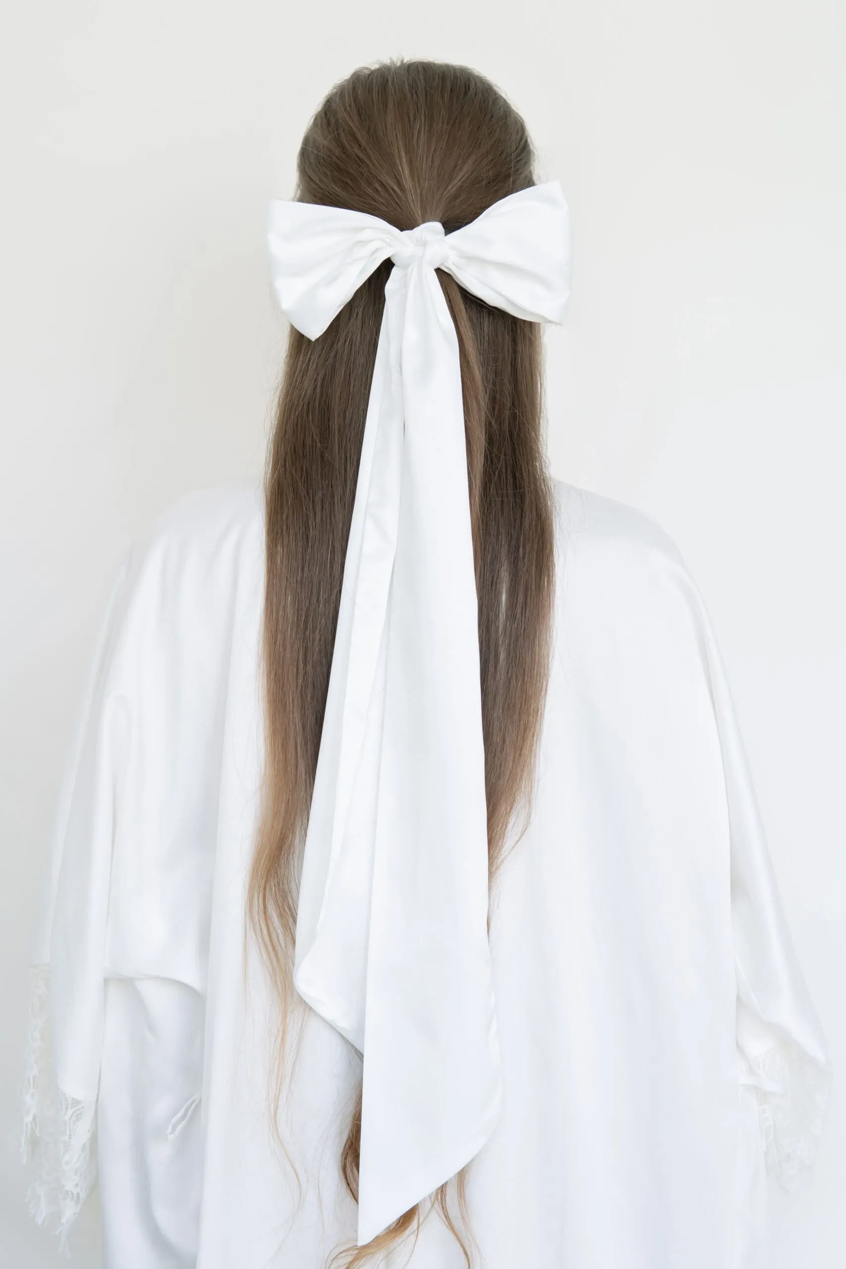 Upcycled Silky Satin Hair Scarf in Ivory