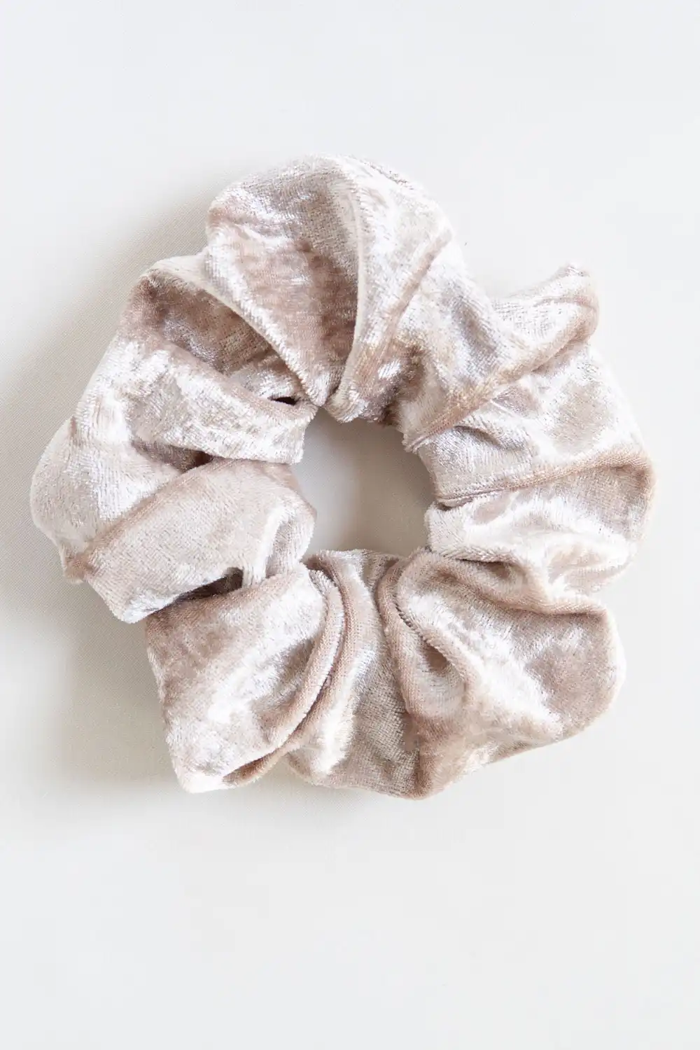 Upcycled Velvet Hair Scrunchie in Champagne